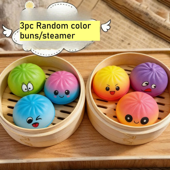 Hot Mini Dumpling Squishy 3pc/steamer Mysteries Dumplings Stress